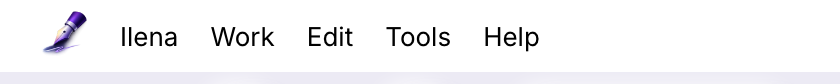 The editor's menu bar: Ilena, Work, Edit, Tools, Help