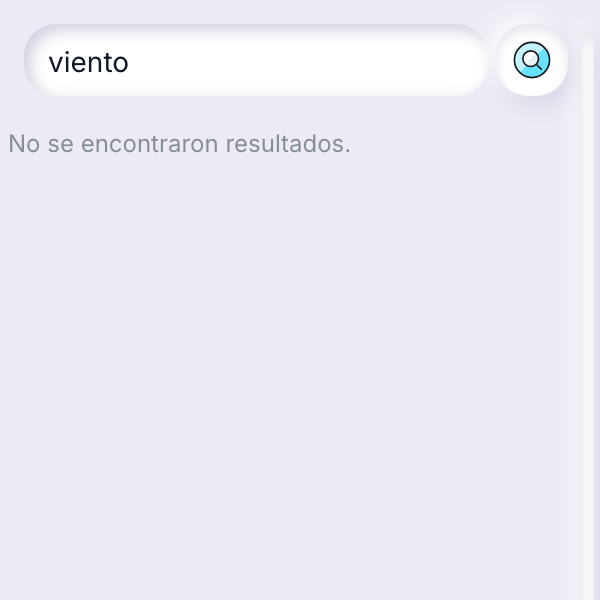 El campo de búsqueda y el área de resultados del panel Diccionario